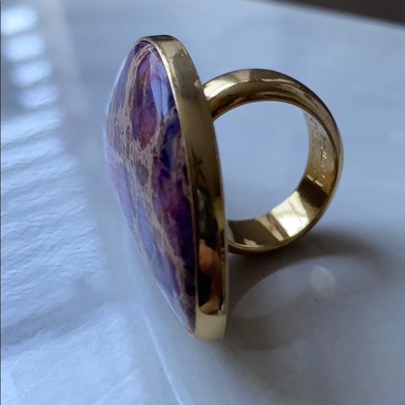 EXTRA LARGE PURPLE-COPPER TURQUOISE RING - Picture 2 of 6